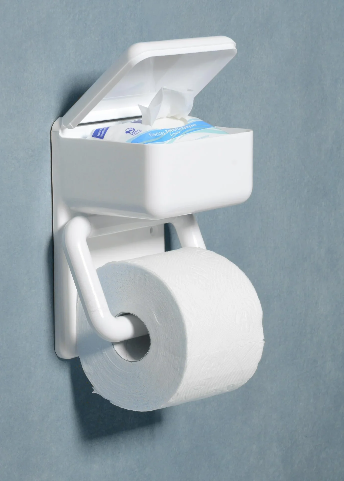 Duo WC-Papierhalter, mit Feuchttuchbox - 1
