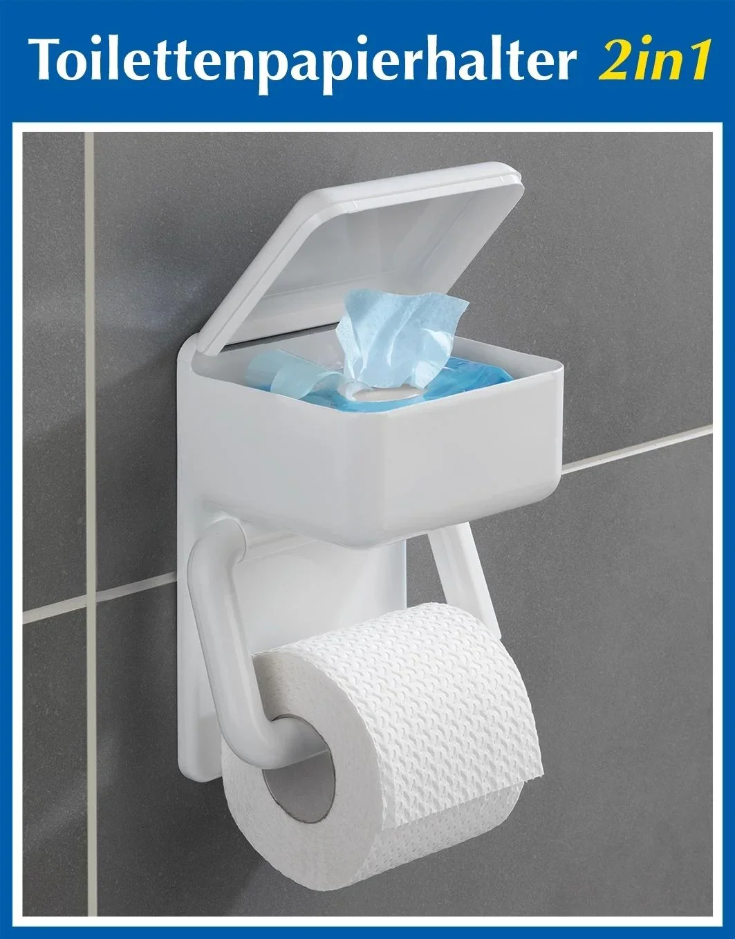 Duo WC-Papierhalter, mit Feuchttuchbox - 3