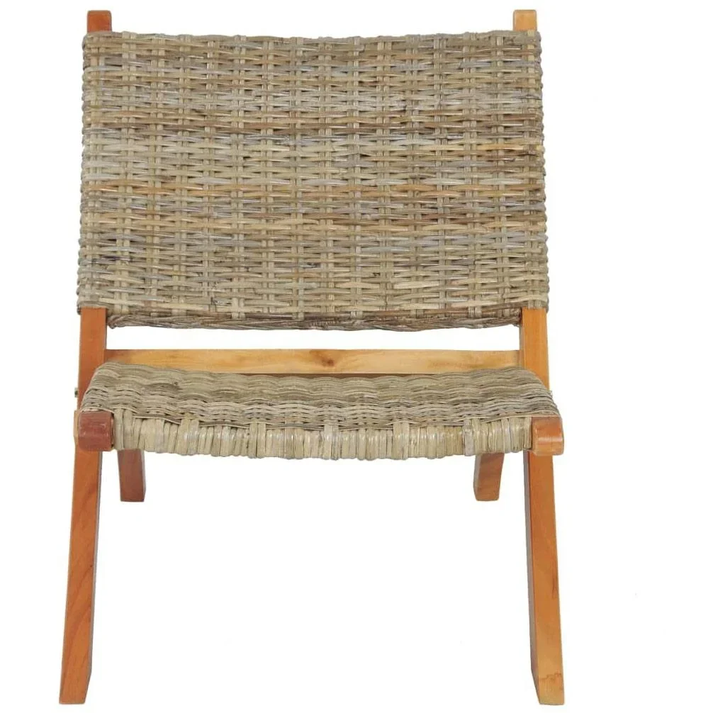 Relaxsessel aus natürlichem Kubu-Rattan und massivem Mahagoni - 0