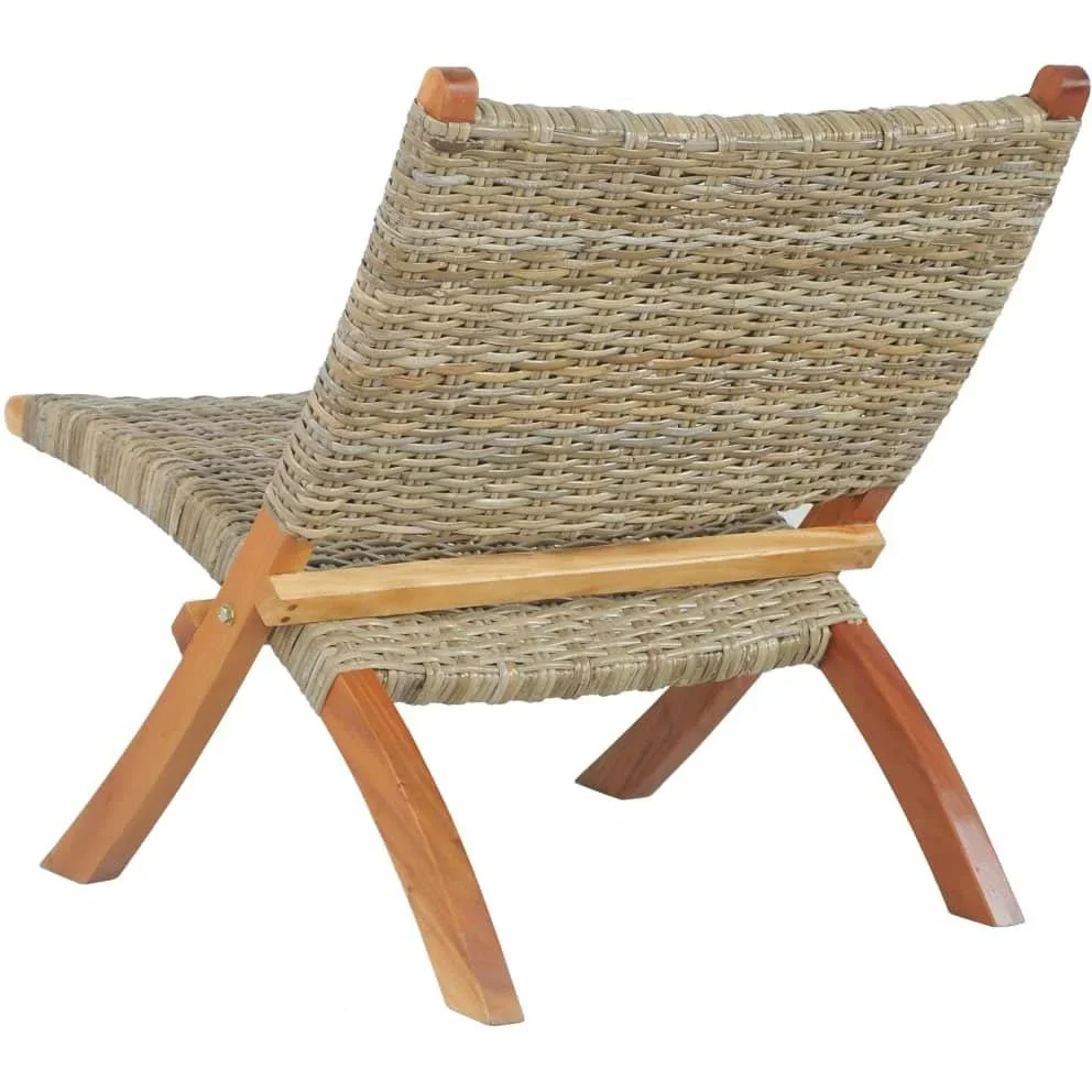 Relaxsessel aus natürlichem Kubu-Rattan und massivem Mahagoni - 4
