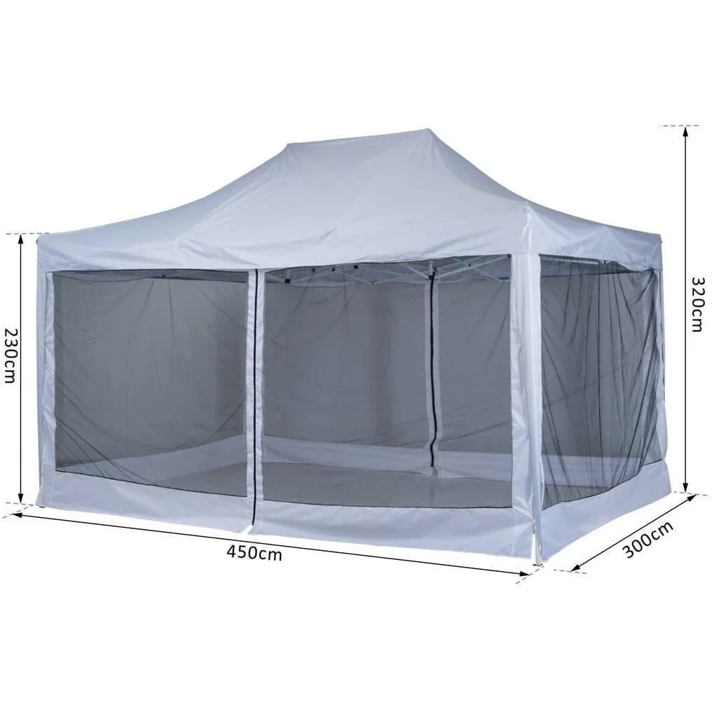 Faltpavillon mit Seitenwänden 4,5x3m Stahl Weiß - 0