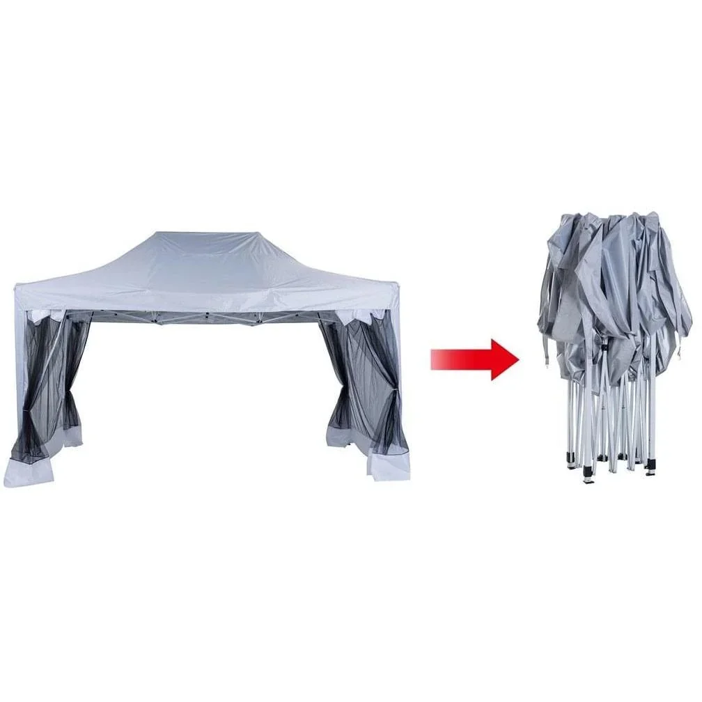 Faltpavillon mit Seitenwänden 4,5x3m Stahl Weiß - 3