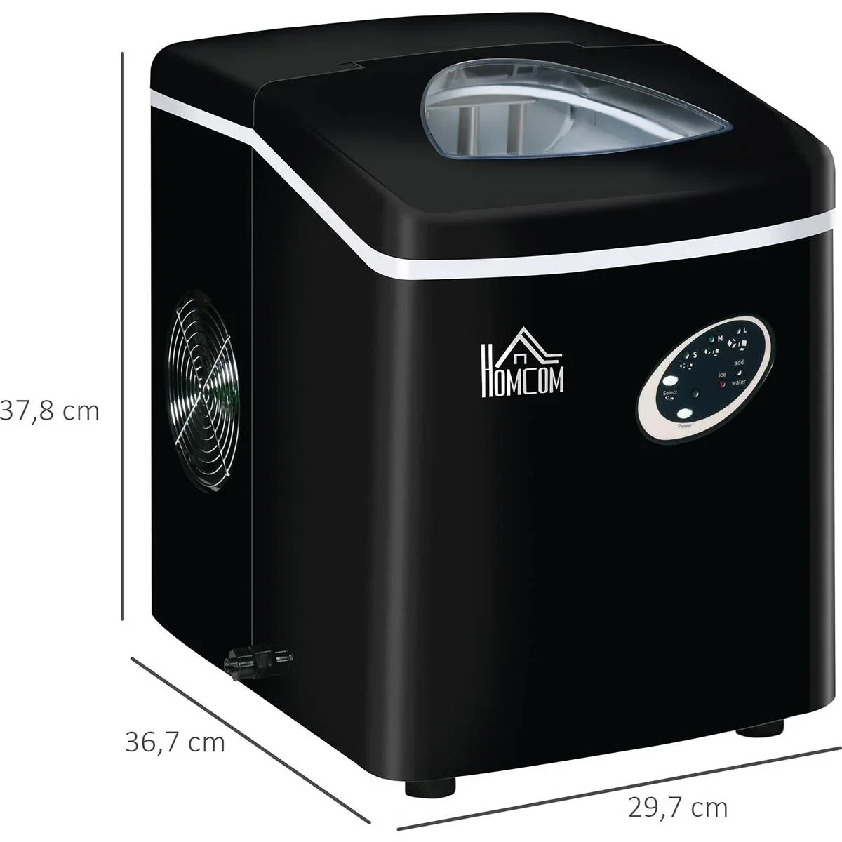 Eiswürfelbereiter 15kg/24h 1,9L mit 3,2L Wassertank 36,7 x 29,7 x 37,8 cm - 0
