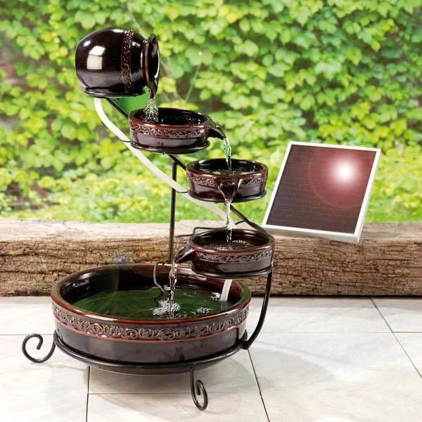 Solar Kaskaden Brunnen, braun glasiert - 0