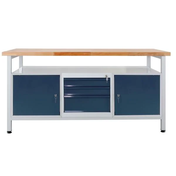 Werkbank / Werktisch 2 Türen, 2 Fachböden, 3 Schubladen, L1700xB600xH840mm - 0