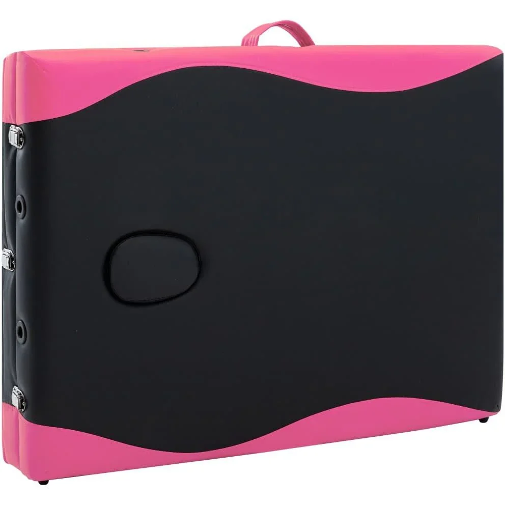 Klappbarer Massagetisch 3 Zonen Aluminium schwarz und rosa - 6