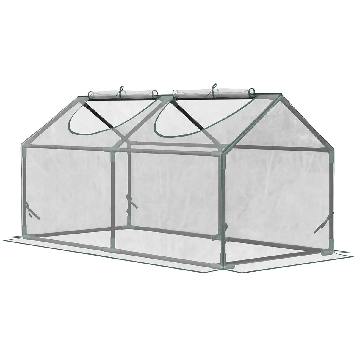Gewächshaus mit Fenster PVC-Gewächshaus Tomatengewächshaus Frühbeet 119 x 60 x 60 cm transparent - 2
