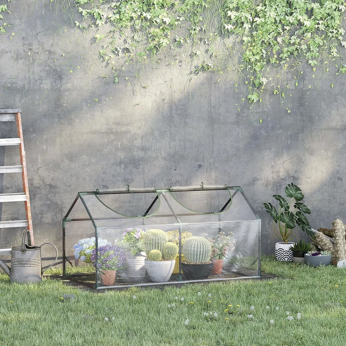 Gewächshaus mit Fenster PVC-Gewächshaus Tomatengewächshaus Frühbeet 119 x 60 x 60 cm transparent - 4