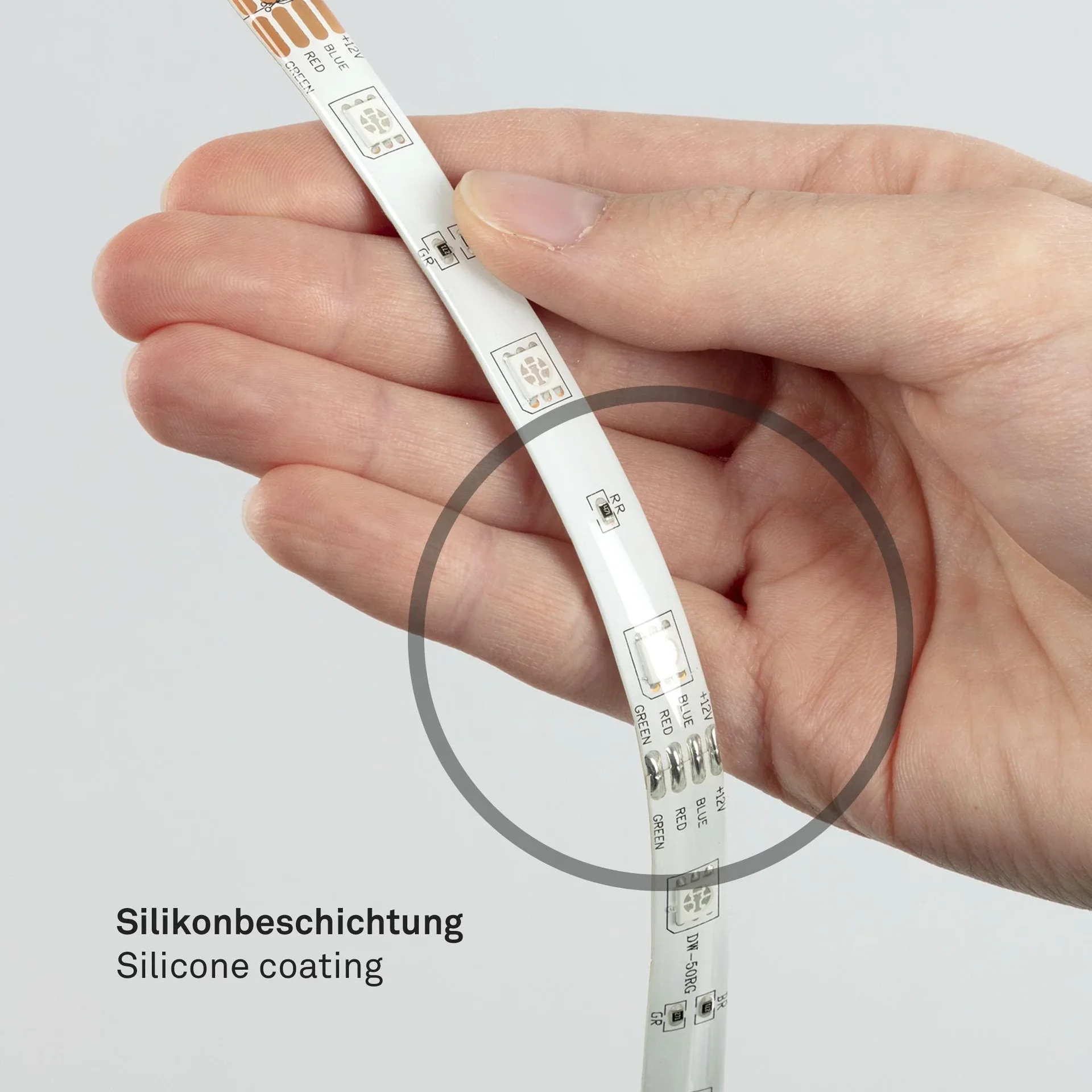 RGB-LED-Band, 3m, 90 RGB-LEDs, Netzgerät 1A, flexibel, selbstklebend, universell kürzbar - 7