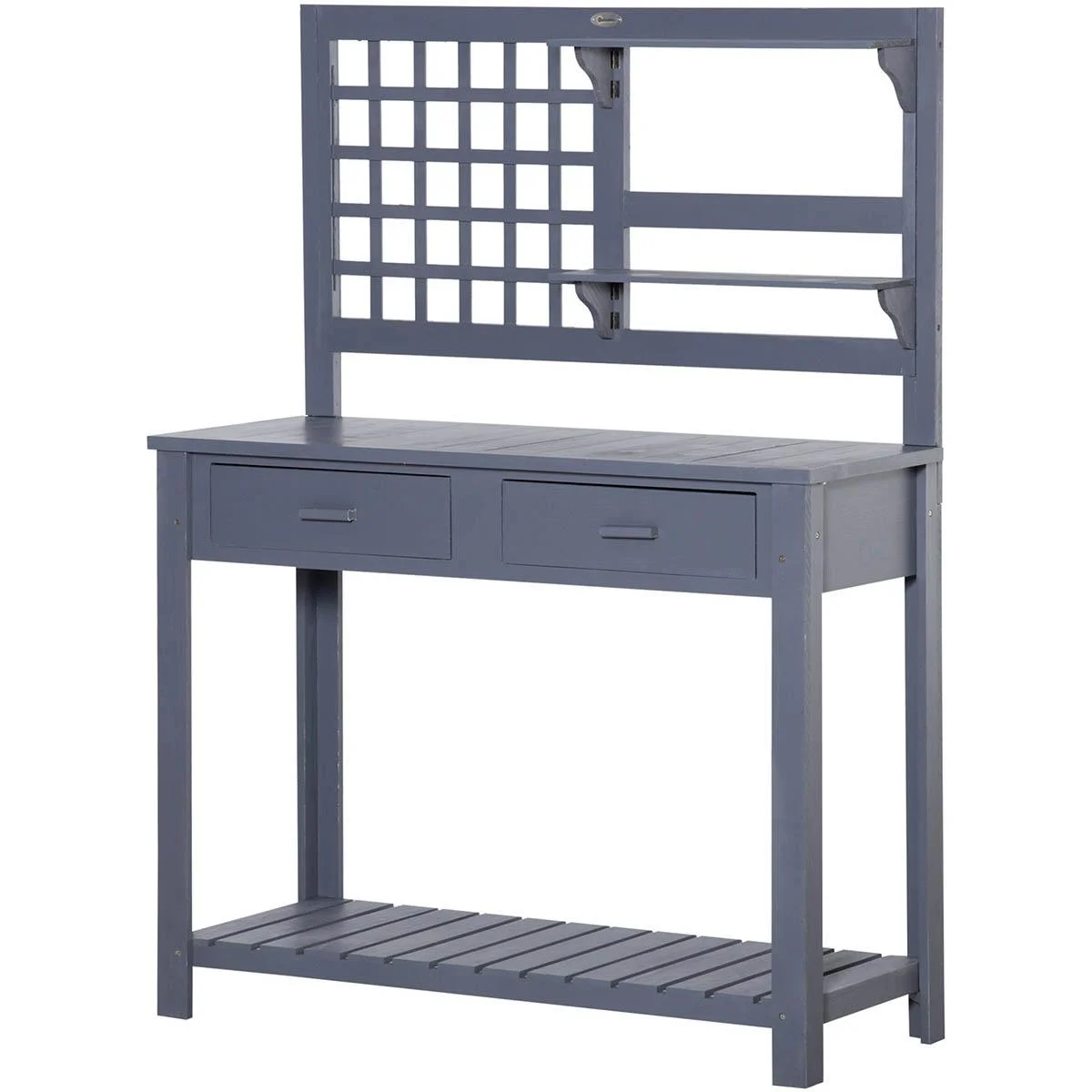 Pflanztisch Gartentisch mit 2 Schubladen Holzpflanzentisch für Garten Terrasse grau 105 x 42 x 141,5 cm - 1