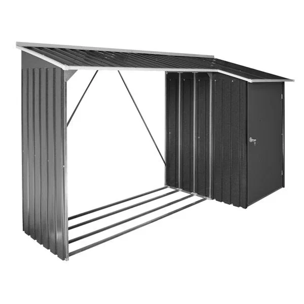 Kaminholzregal mit Aufbewahrungsschrank anthrazit - 1