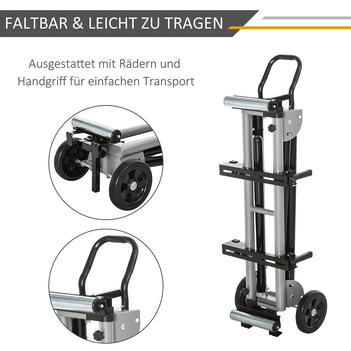 Untergestell für Kappsägen Arbeitstisch für Kapp- und Gehrungssägen Sägengestell Kappsäge Stahl Schwarz+Silber Seitenver - 0