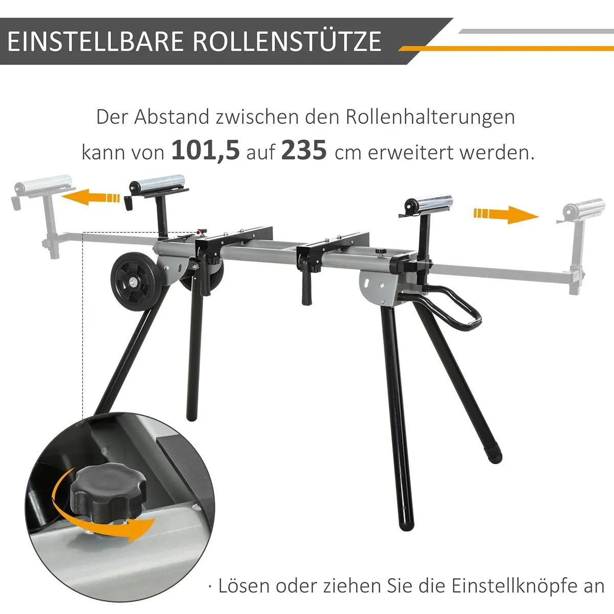 Untergestell für Kappsägen Arbeitstisch für Kapp- und Gehrungssägen Sägengestell Kappsäge Stahl Schwarz+Silber Seitenver - 2