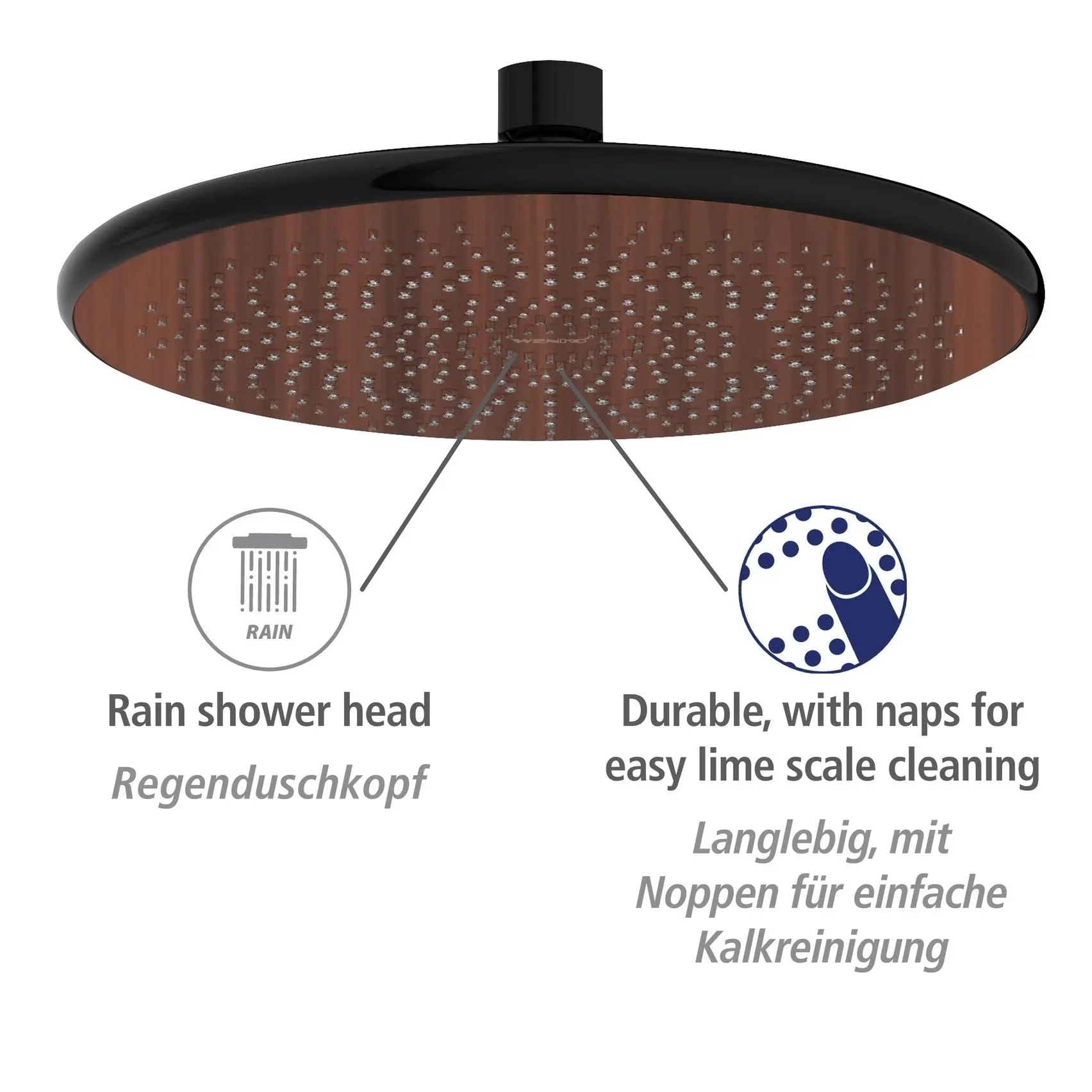 Wasserspar-Regenduschkopf Watersaving Wood, Ø 22,5 cm - 3