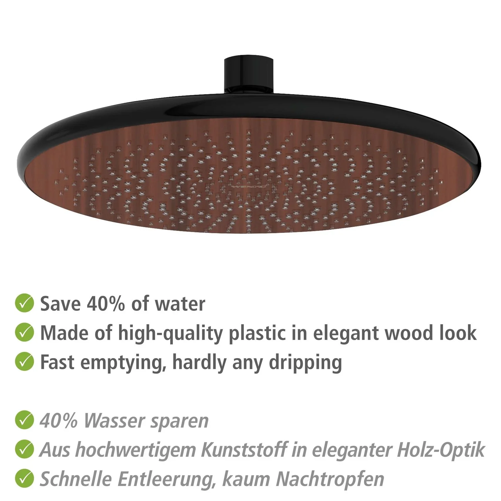 Wasserspar-Regenduschkopf Watersaving Wood, Ø 22,5 cm - 4