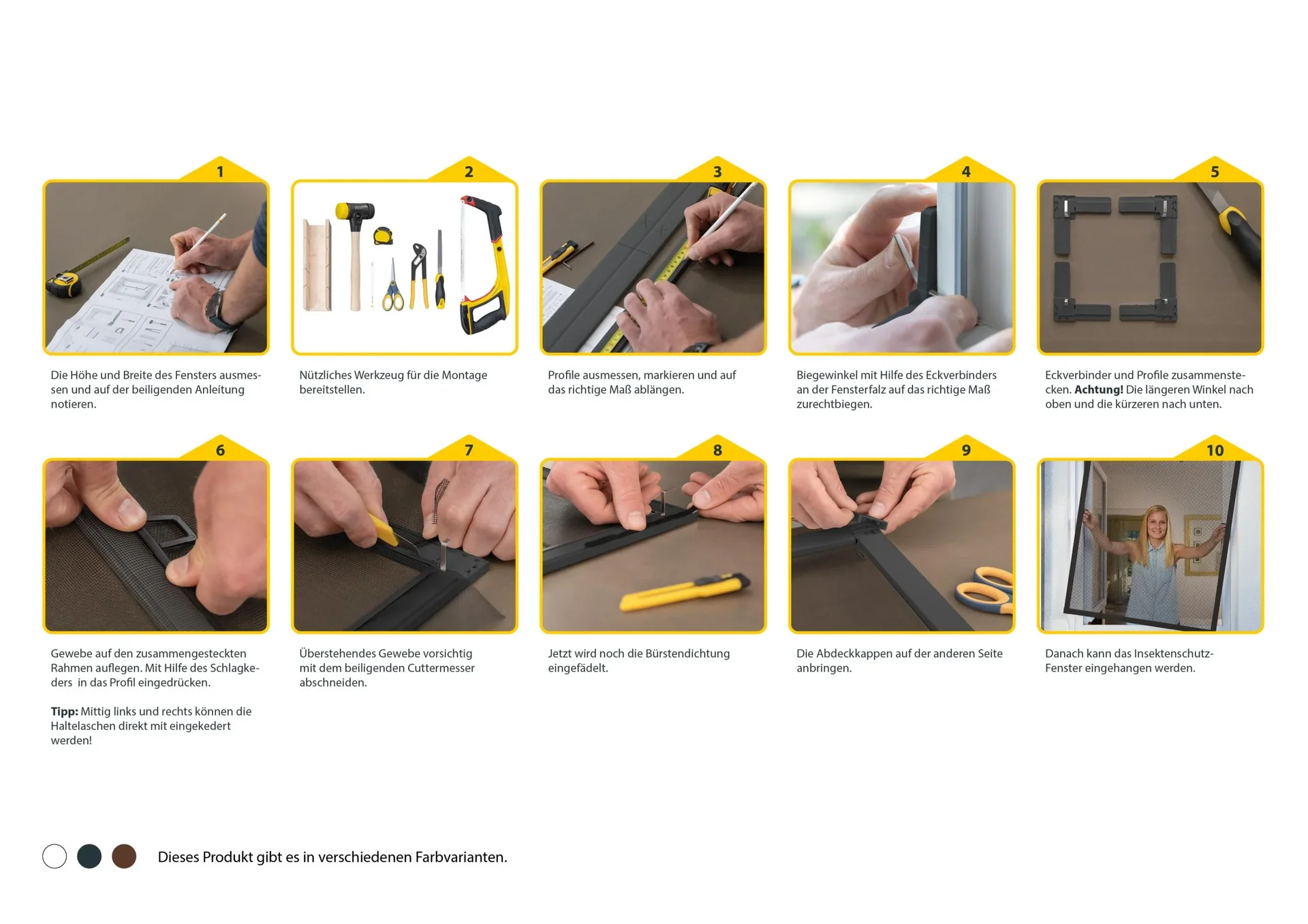 Insektenschutzfenster PLUS mit Alurahmen, Farbe anthrazit, 100 x 120 cm - 5