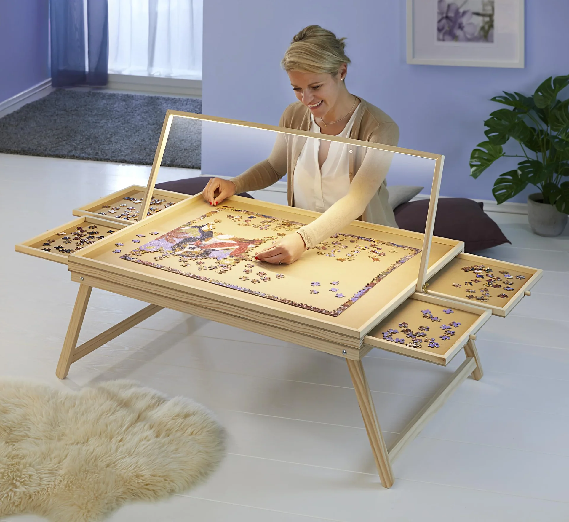 LED-Puzzle-Tisch, klein, 500 Teile, ca. 12 x 46 x 60 cm - 0