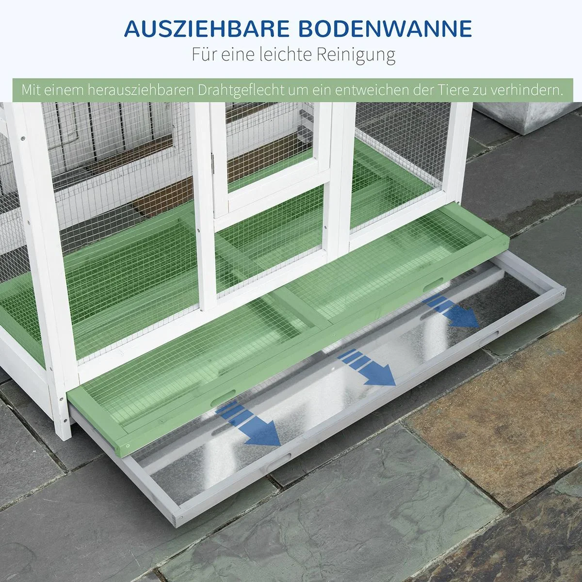 Vogelvoliere aus Holz Vogelkäfig mit Sitzstange Asphaltdach für Drinnen und Draußen Wasserdicht 112 x 68 x 154 cm - 0