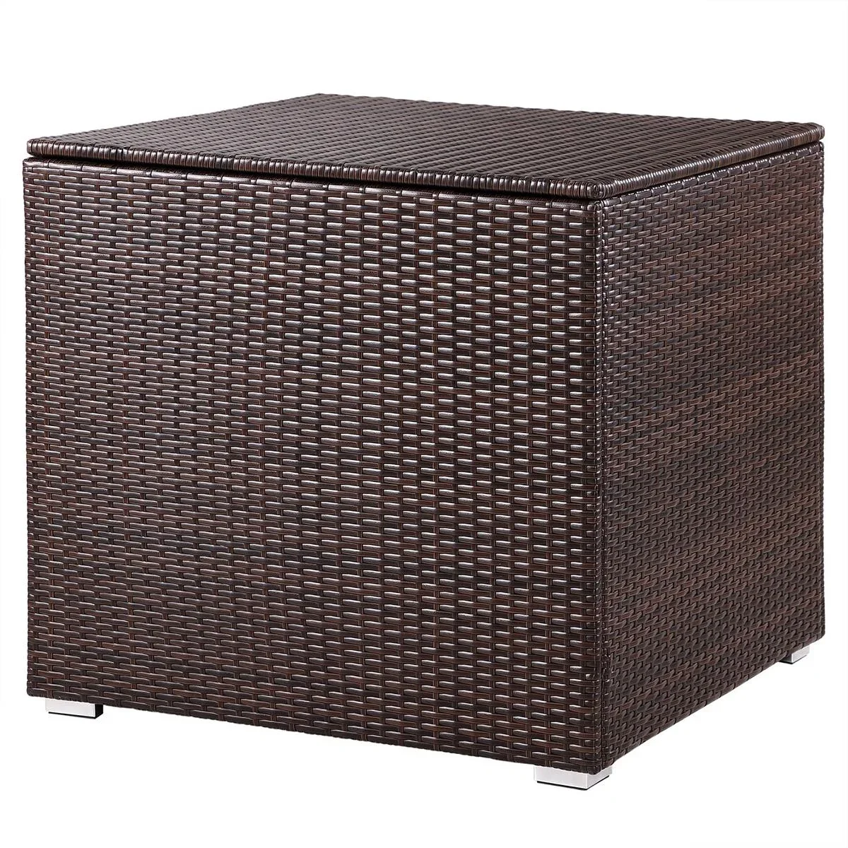 Poly Rattan Aufbewahrungsbox - braun - 75x75x70 cm - mit wasserabweisender Tasche - 3