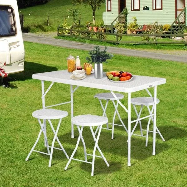 Campingtisch Picknicktisch Sitzgruppe 5 tlg. klappbar Weiß - 3