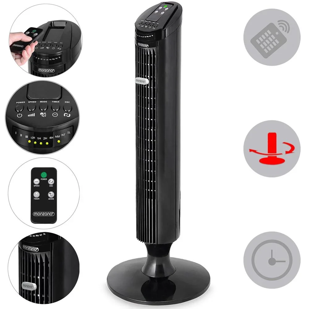 Turmventilator mit Fernbedienung, Turbofuncite & Aromabox schwarz - 4