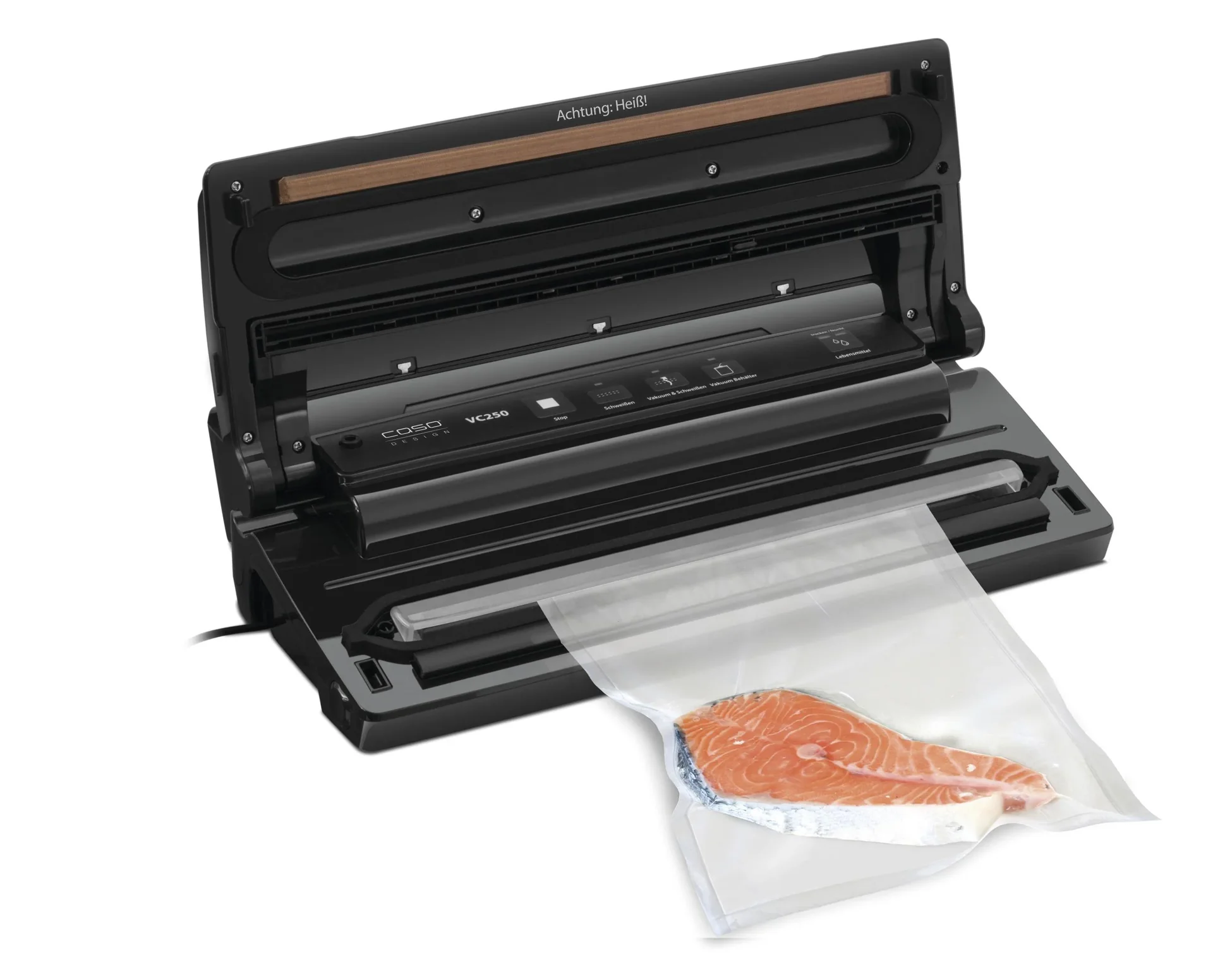 Vakuumierer Edelstahl VC250, 120 Watt, GRATIS dazu 2 Profi Rollen und Vakuumierschlauch für Behälter - 0