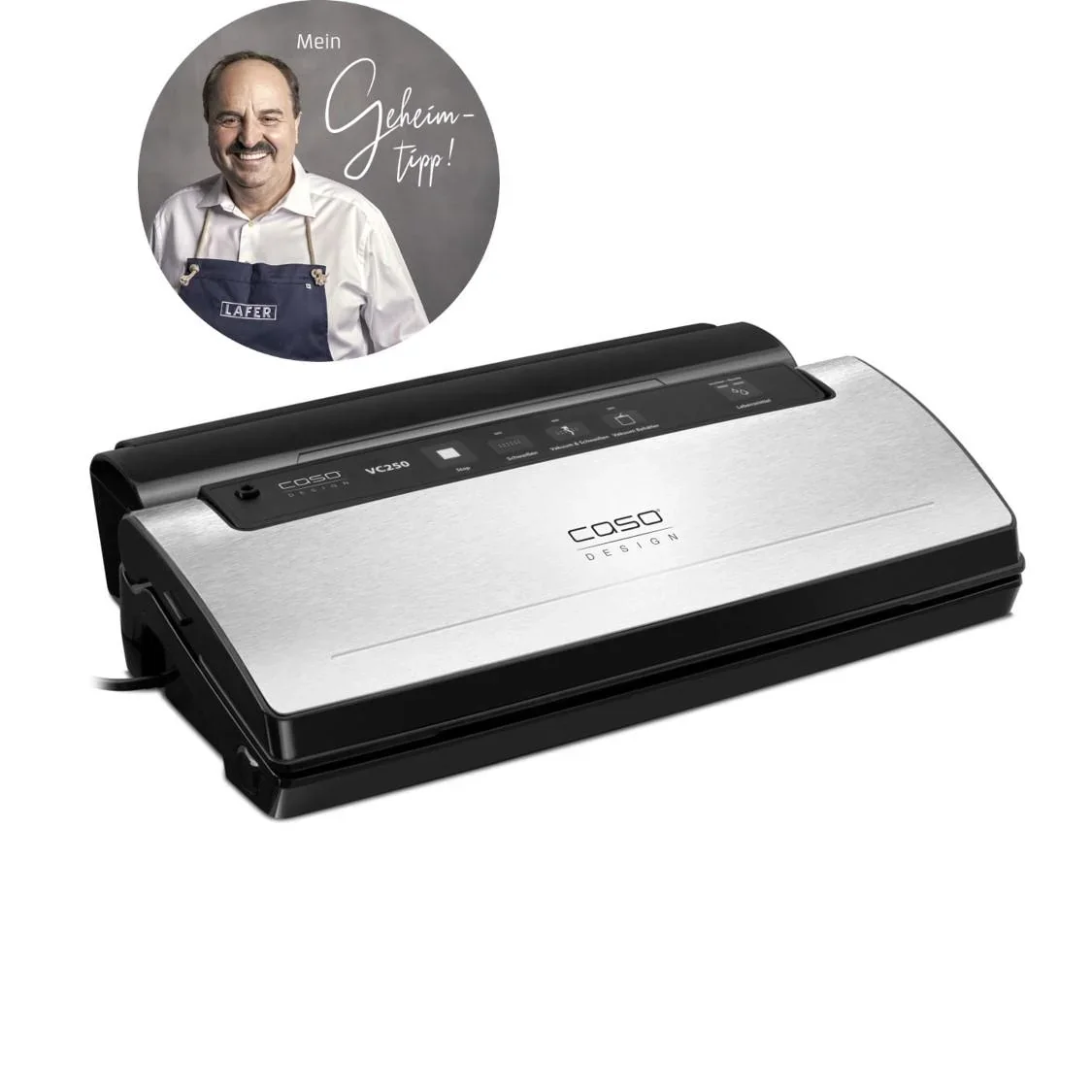 Vakuumierer Edelstahl VC250, 120 Watt, GRATIS dazu 2 Profi Rollen und Vakuumierschlauch für Behälter - 4