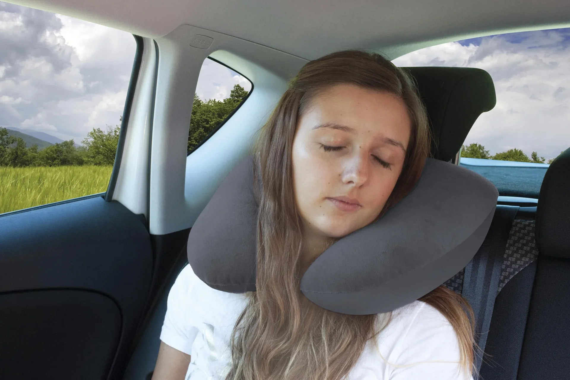 2 in 1 Nackenrolleund Kissen für Erwachsene, Anthrazit - 2