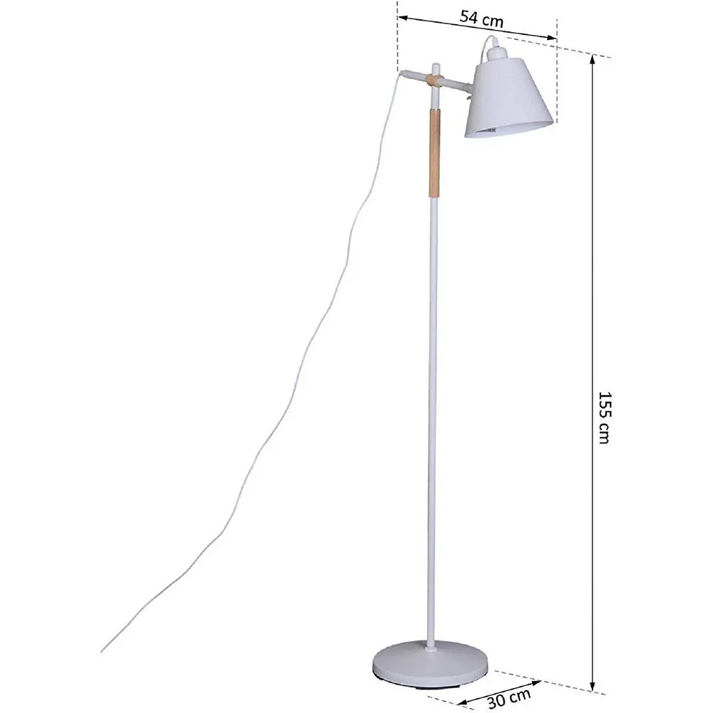 Stehlampe verstellbar Standleuchte Stehleuchte 40W Metall + Holz weiß 54 x 30 x 155 cm - 4