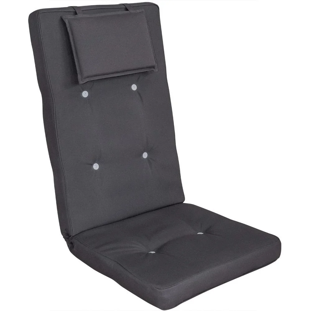 Gartenkissen - 2 Stück - Mit langem Rücken- und Kopfkissen - Für Stuhl - 118x45x7cm - Grau - 2