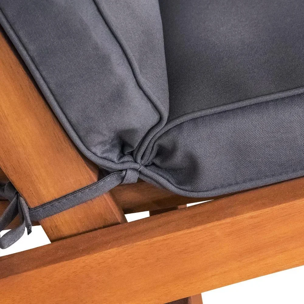 Gartenkissen - 2 Stück - Mit langem Rücken- und Kopfkissen - Für Stuhl - 118x45x7cm - Grau - 4