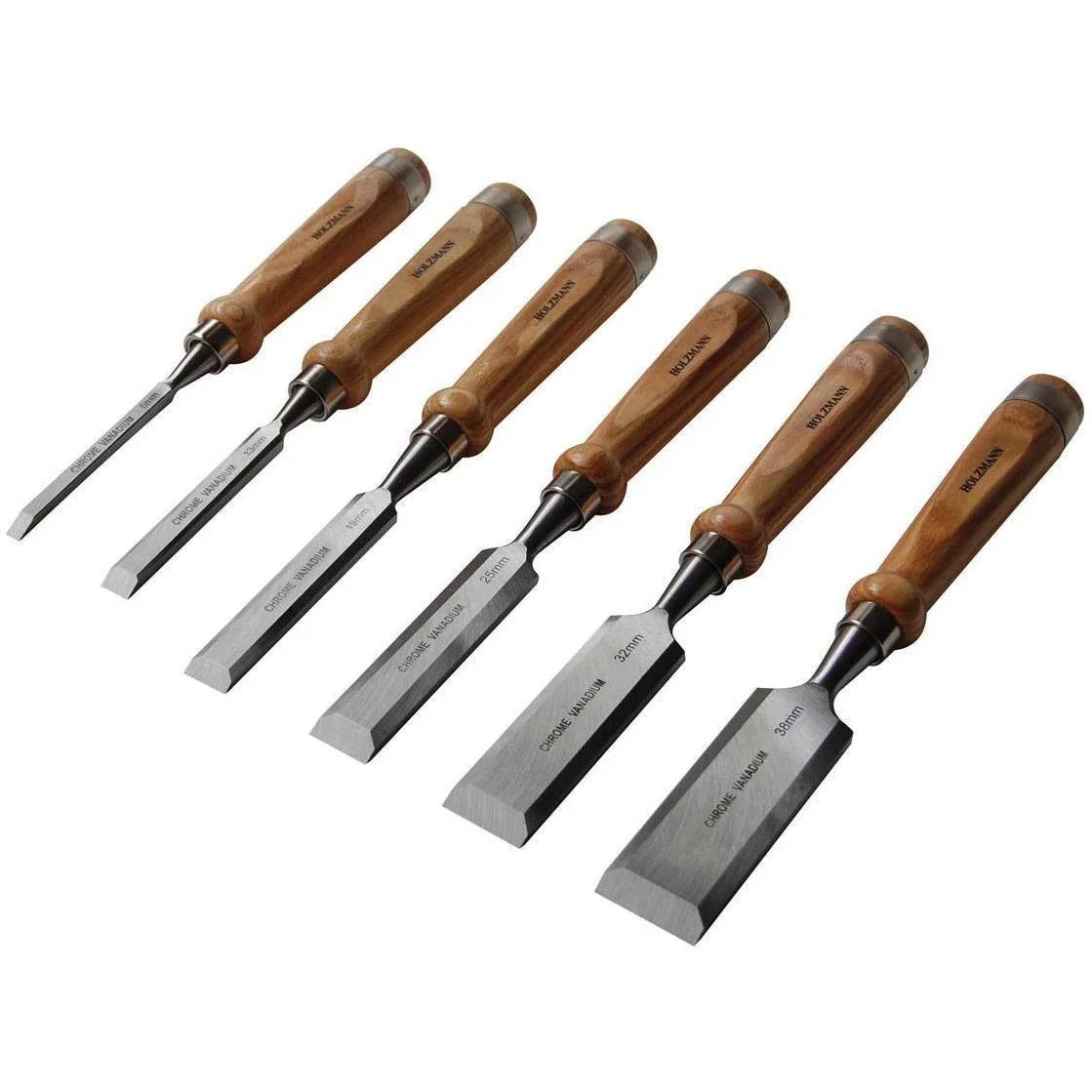Profi-Holzmeißel-Set 6-teilig - HSS-Qualität - 6 t/m 38 mm - in Holzaufbewahrungsbox - 4