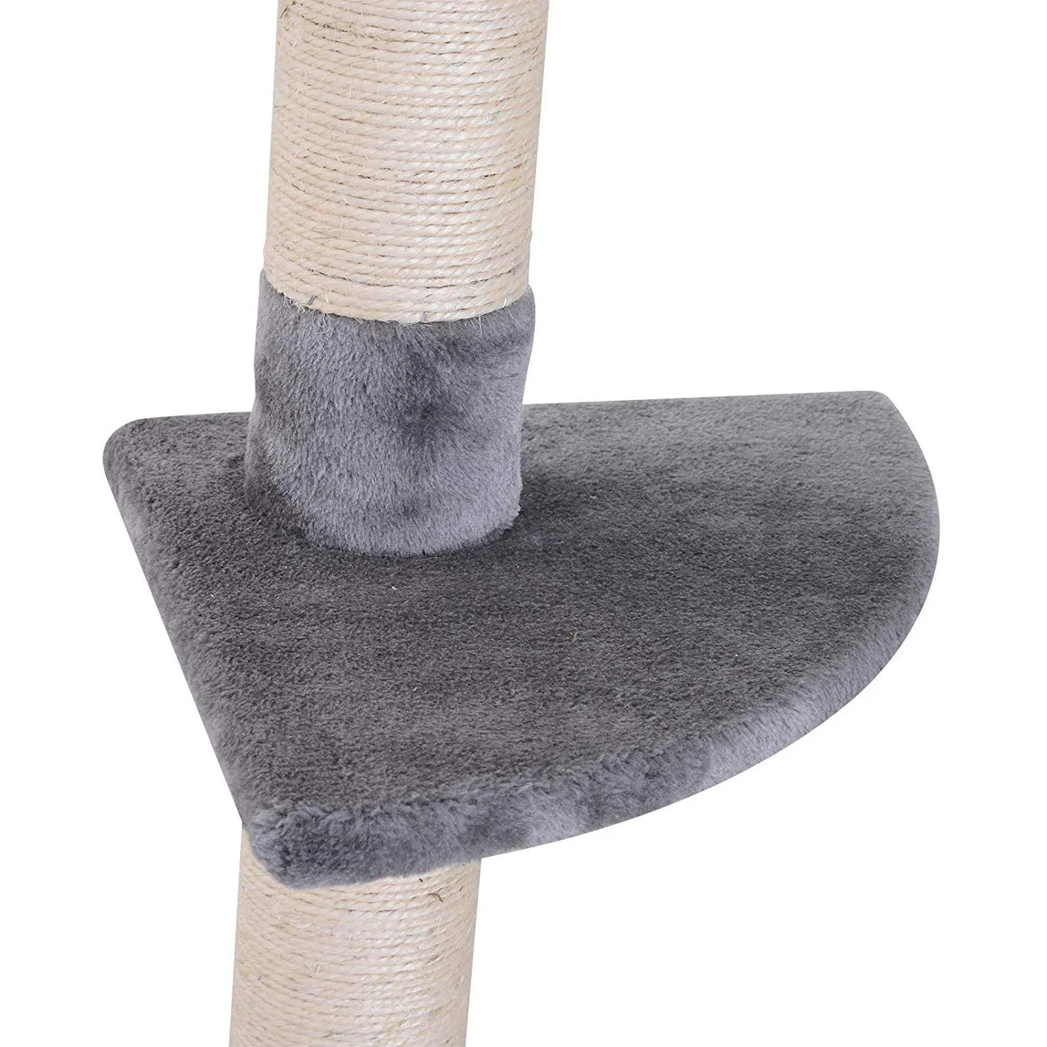 Kratzbaum Kletterbaum Spielbaum Katzenkratzturm deckenhoch höhenverstellbar Holz+Sisal+Plüsch Grau 40x30x(230 260) cm - 2