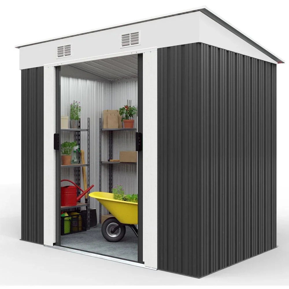 Gartenhaus anthrazitfarbenes Metall 196 x 122 x180 cm - 3