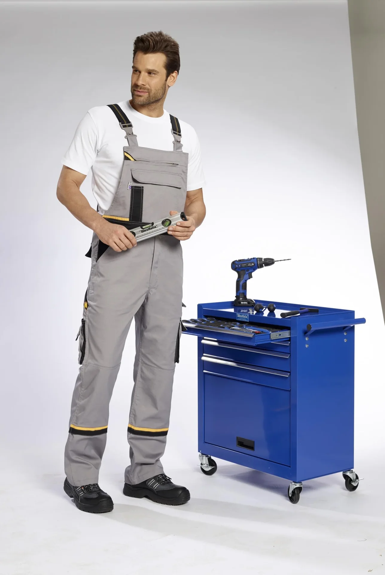 Arbeits-Latzhose, grau, Gr.46 - 2