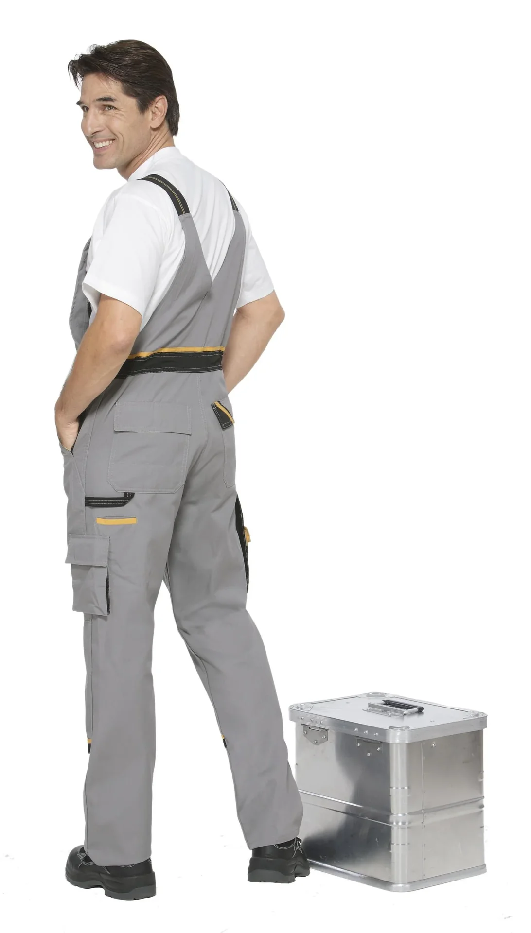 Arbeits-Latzhose, grau, Gr.46 - 3