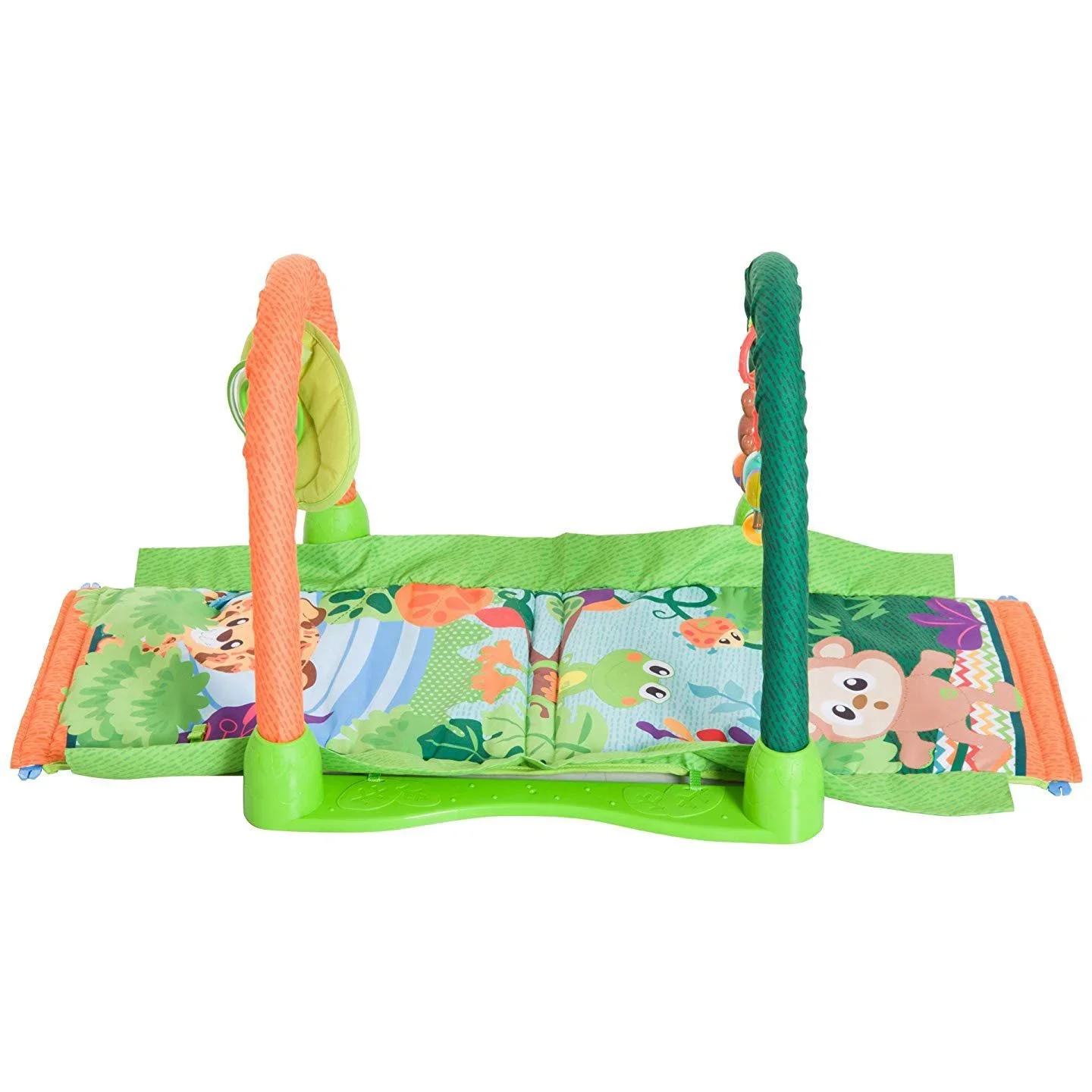 Kinderteppich Tiere Krabbeldecke 2 Spielbögen Grün+Orange - 4