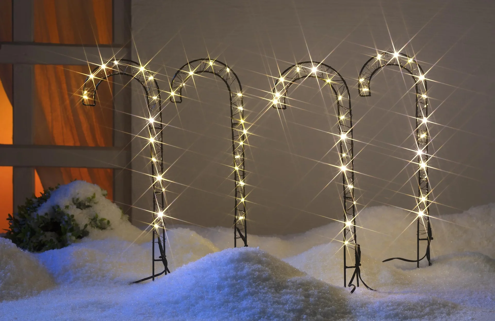 Gartenstecker Zuckerstangen mit LED Lichtdraht, 4 Stück - 1