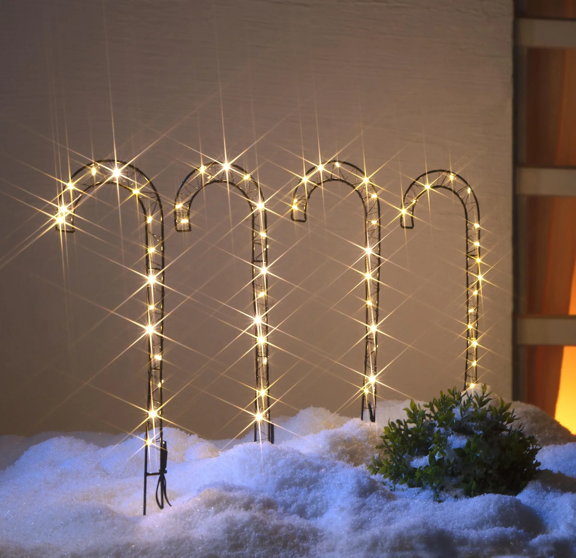 Gartenstecker Zuckerstangen mit LED Lichtdraht, 4 Stück - 2