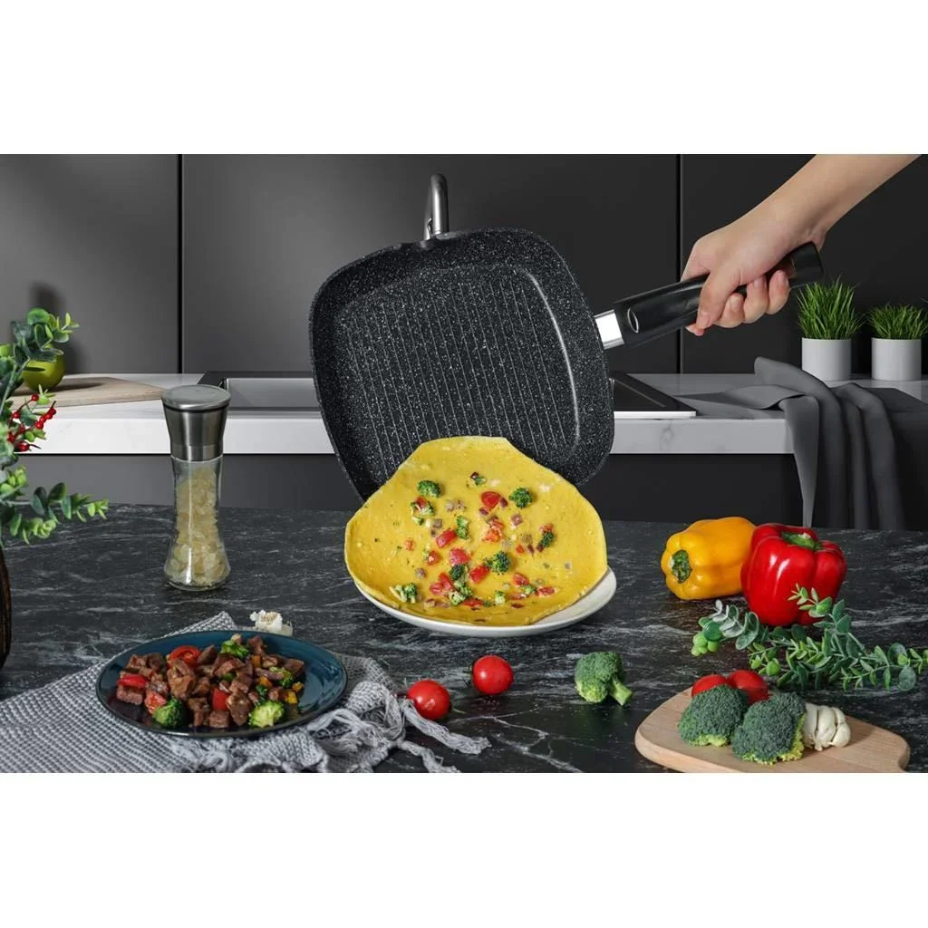 Grillpfanne - 28 cm - Schwarz - 5