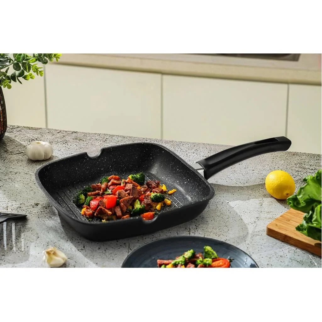 Grillpfanne - 28 cm - Schwarz - 6