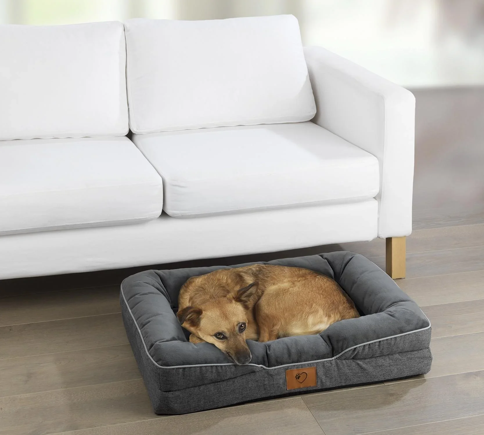 Orthopädisches Hundebett, Grau, Größe M, 75 x 50 x 15 cm - 3