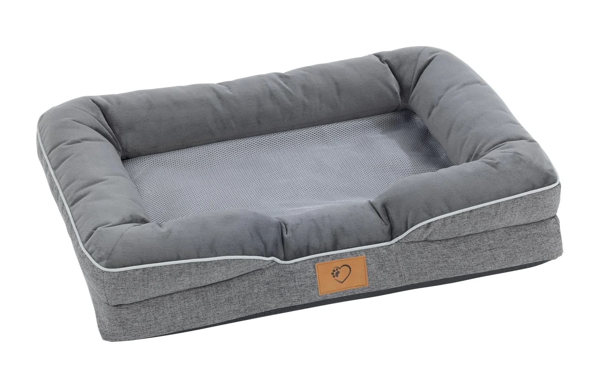 Orthopädisches Hundebett, Grau, Größe M, 75 x 50 x 15 cm - 5