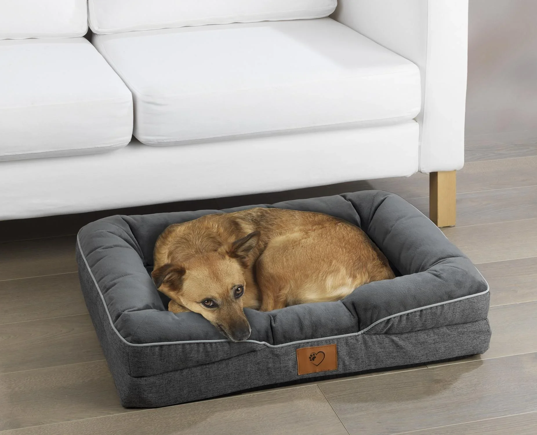 Orthopädisches Hundebett, Grau, Größe M, 75 x 50 x 15 cm - 7