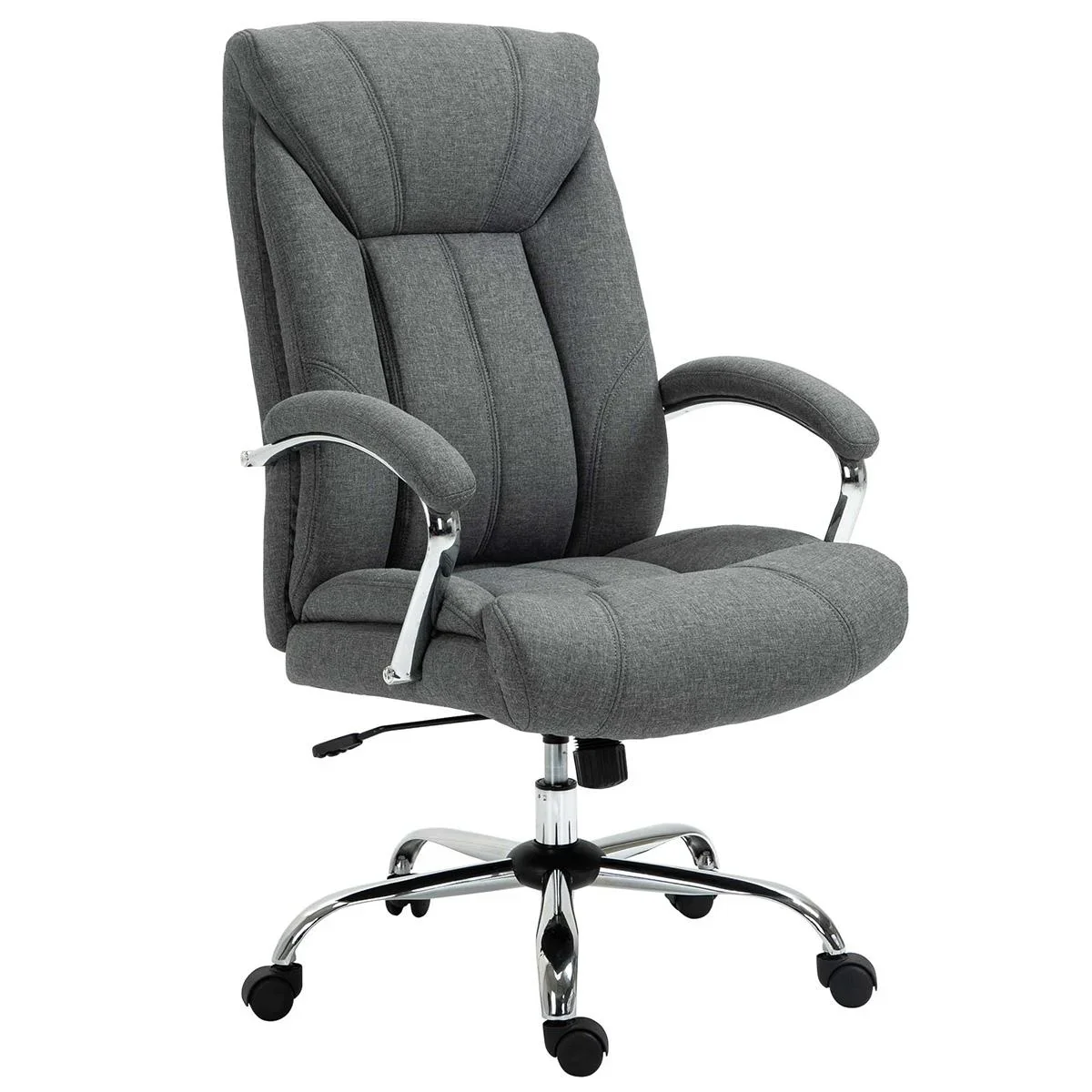 Bürostuhl mit Wippfunktion höhenverstellbarer Schreibtischstuhl Drehstuhl mit Rückenlehne Nylon Grau 65 x 78 x 110-120 c - 2