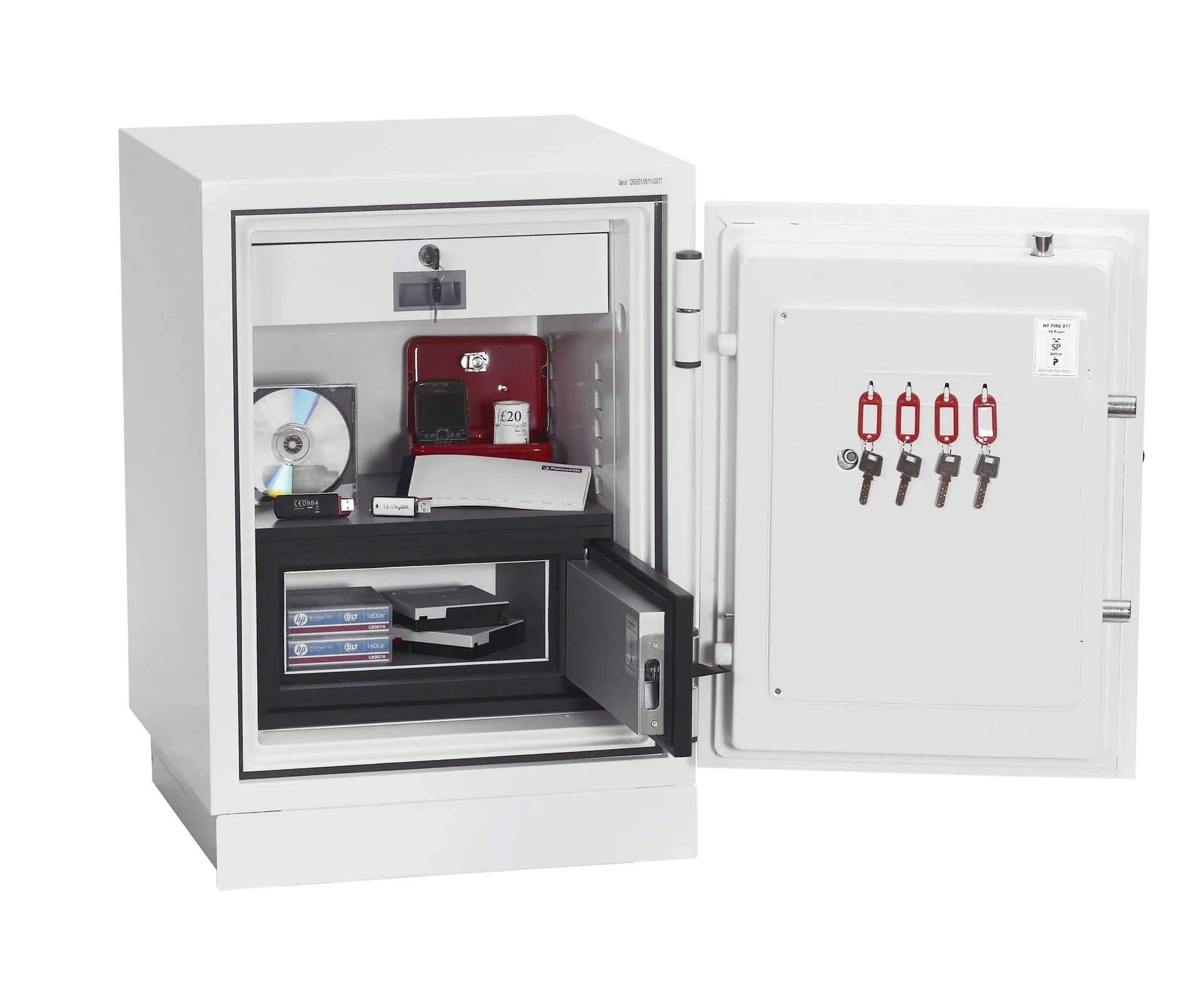 Datenschutztresor Data Combi Außenmaße 720 x 500 x 500 mm, mit Fingerabdruckschloss - 1