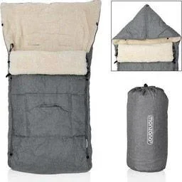 Kinderwagen-Fußsack Grau | Teddy | Maxi-Cosi | mit Aufbewahrungstasche - 0