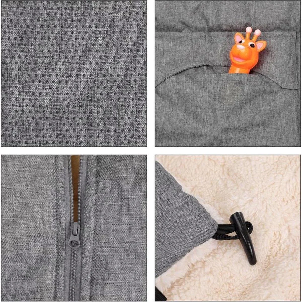 Kinderwagen-Fußsack Grau | Teddy | Maxi-Cosi | mit Aufbewahrungstasche - 6