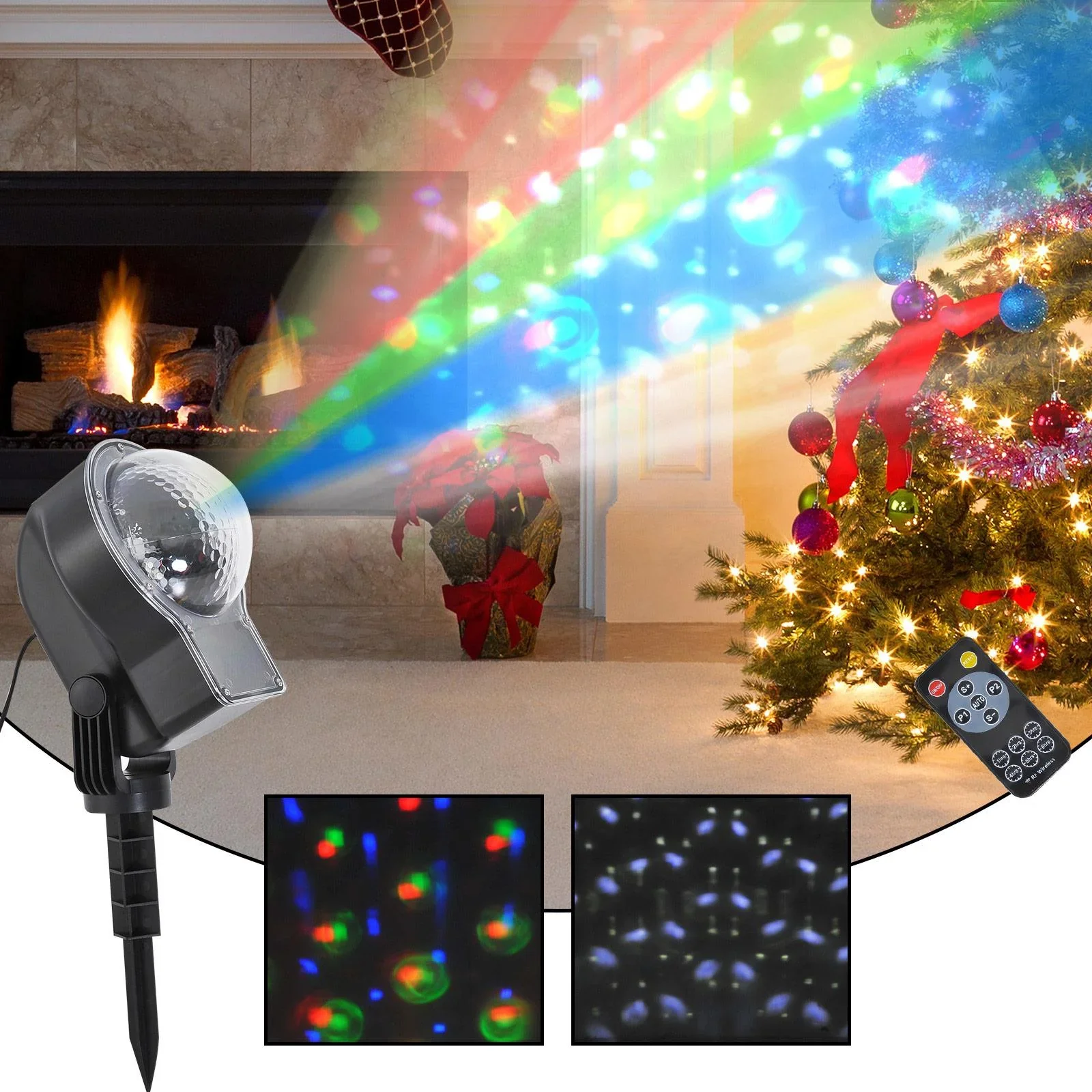 LED Projektor Lichter Lichteffekt Schneeflocke Weihnachten Schwarz - 1