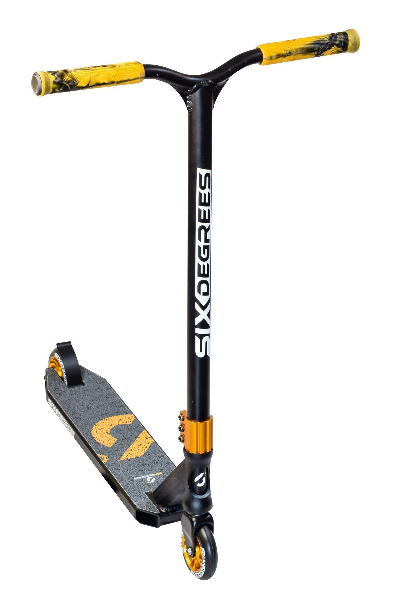 Stuntscooter mit verstärktem Wing-Lenker, HIC Compression, 100 mm, ABEC 9, 360° Lenkung, schwarz-kupferbraun - 1